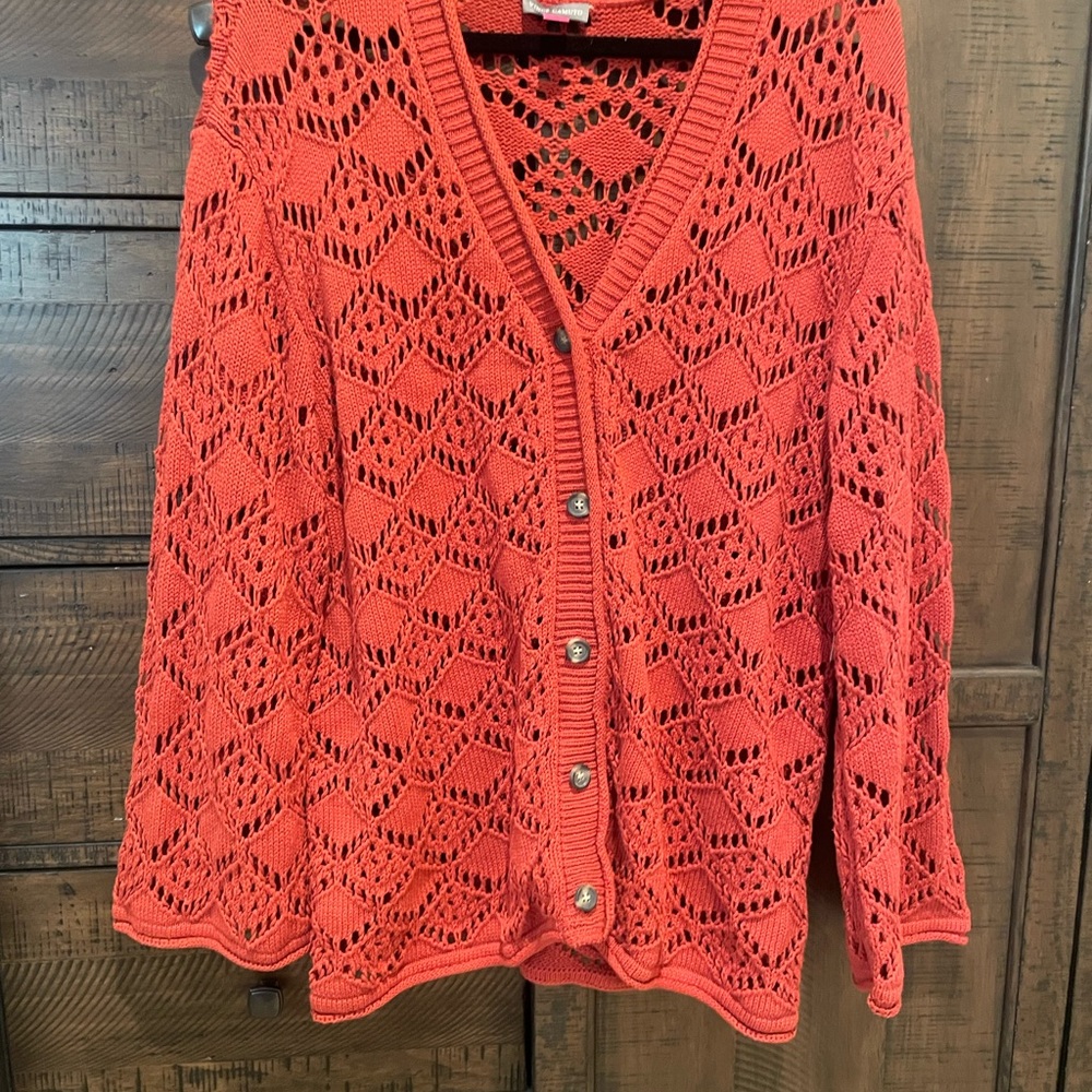Vince Camuto Vibrant Knit Crochet Cardigan
